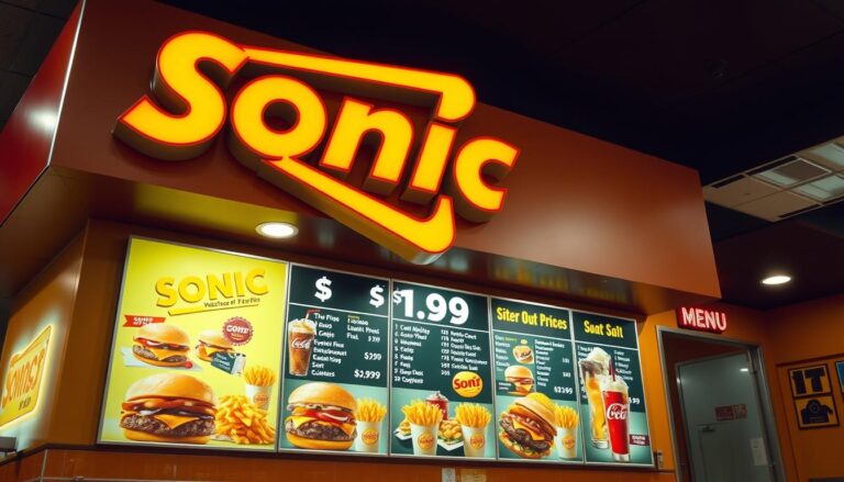 Sonic $1.99 Menu